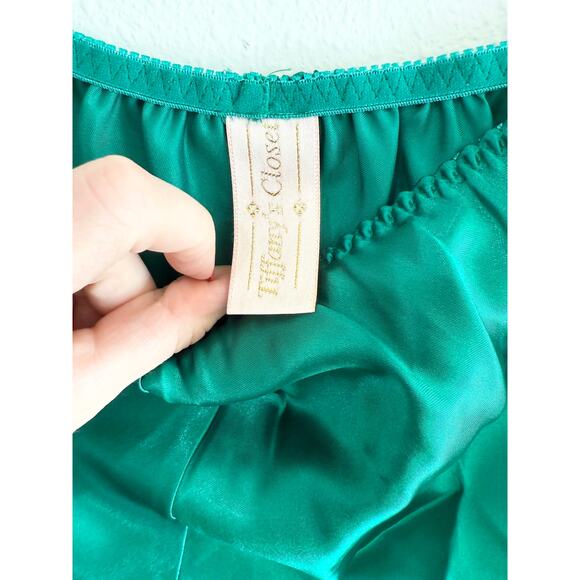 80s NOS Emerald Green Silky Cami Sleep Set size medium - Picture 12 of 14
